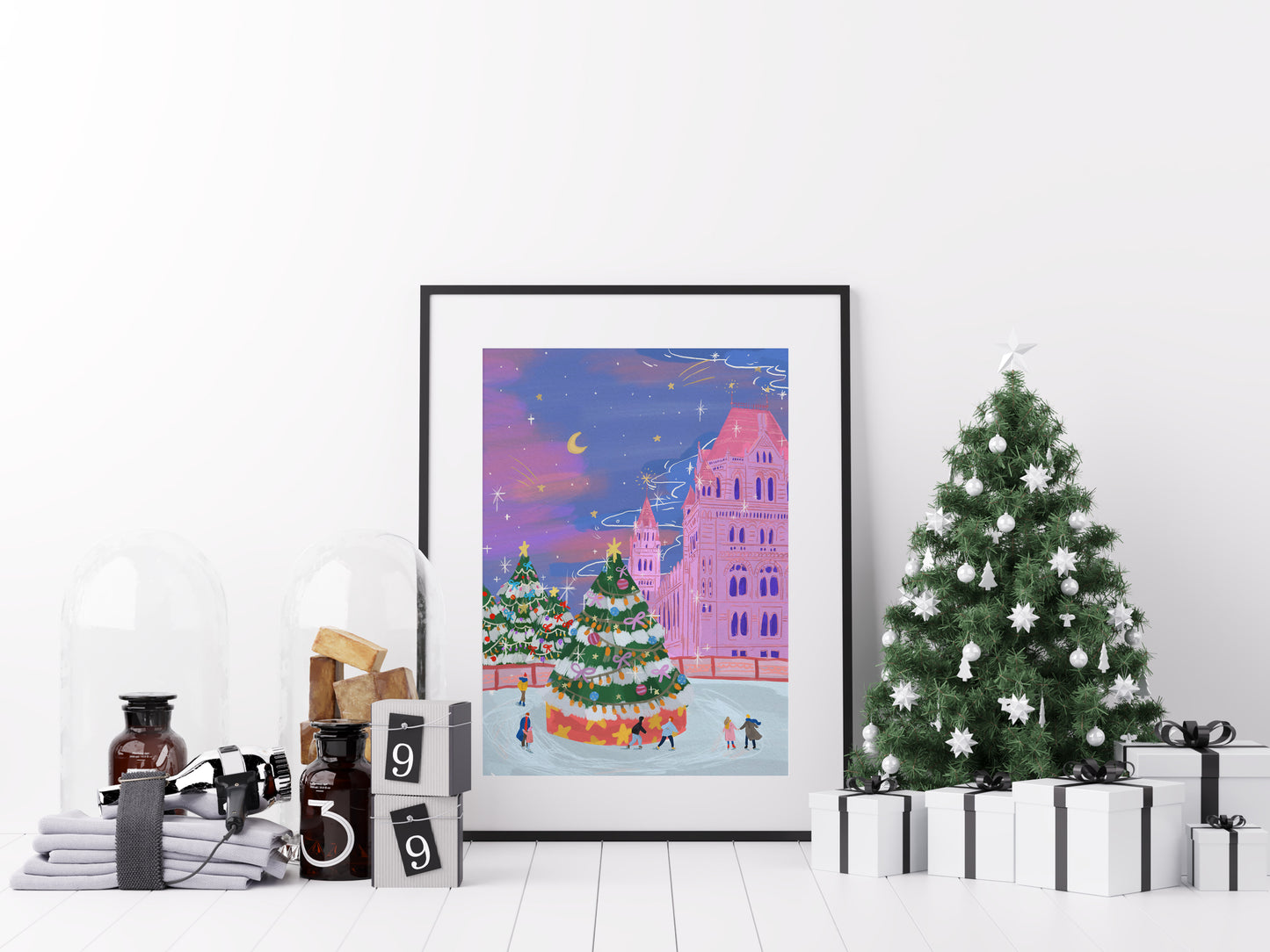 Christmas at the Natural History Museum – London Holiday Art Print