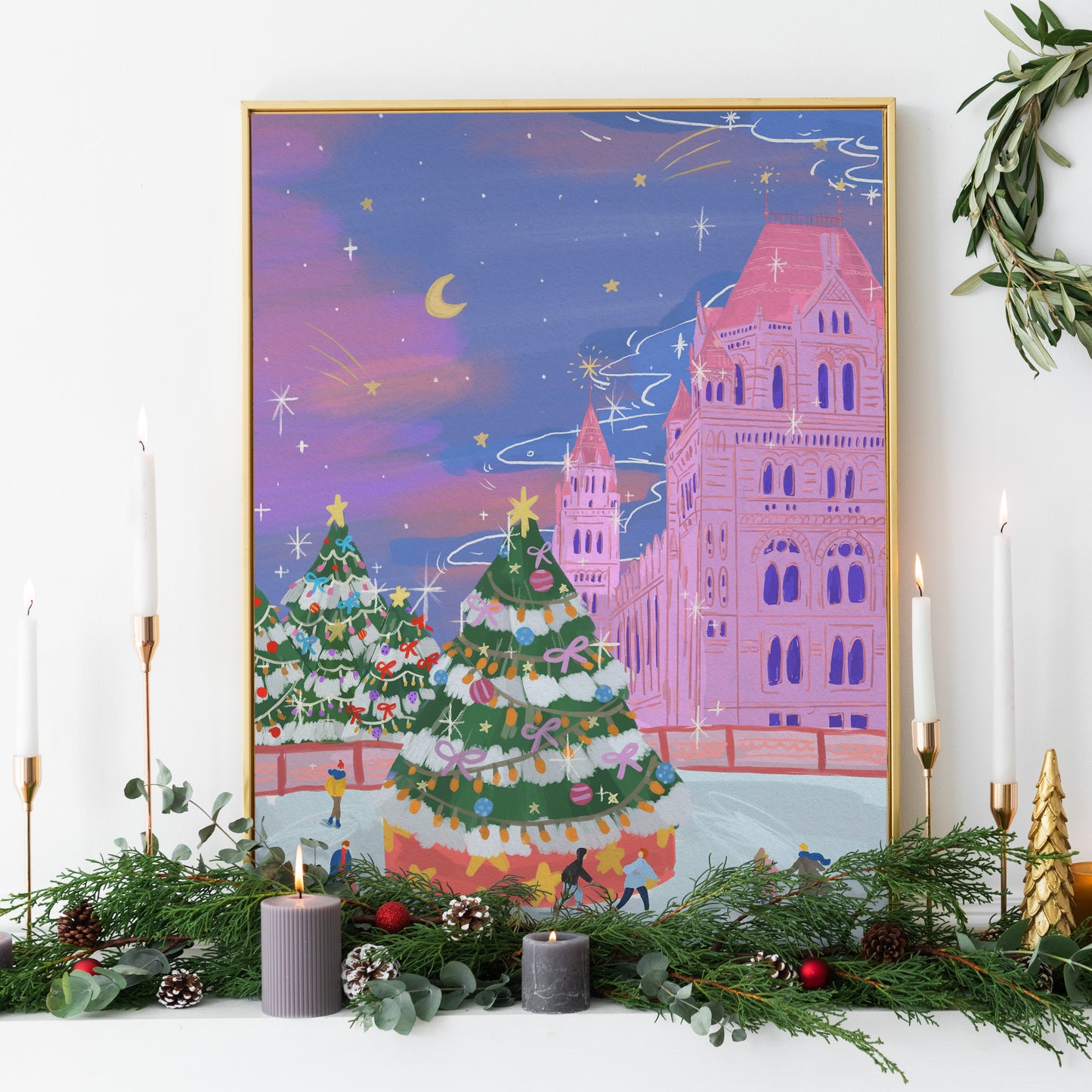 Christmas at the Natural History Museum – London Holiday Art Print