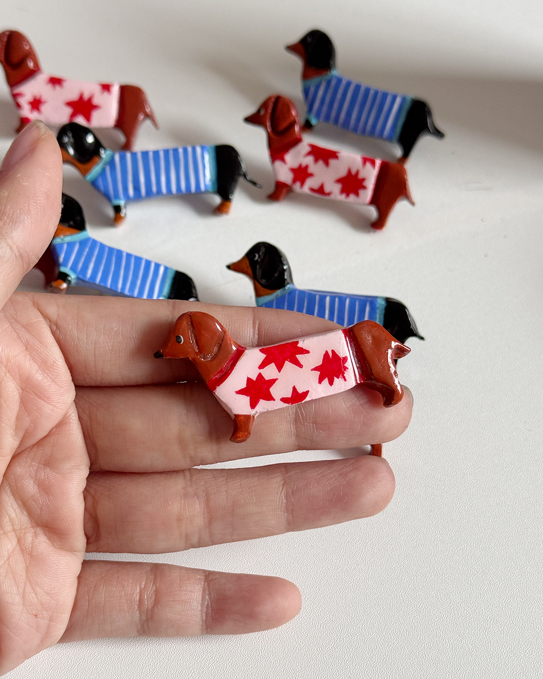 Handmade Dachshund Clay Brooch