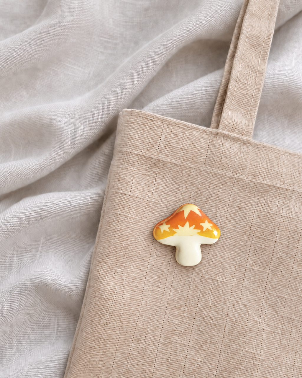 Handmade Mushroom Clay Pin