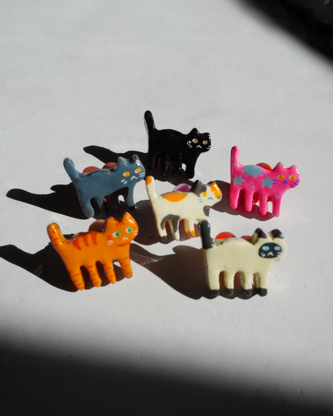 Handmade Cat Clay Brooch