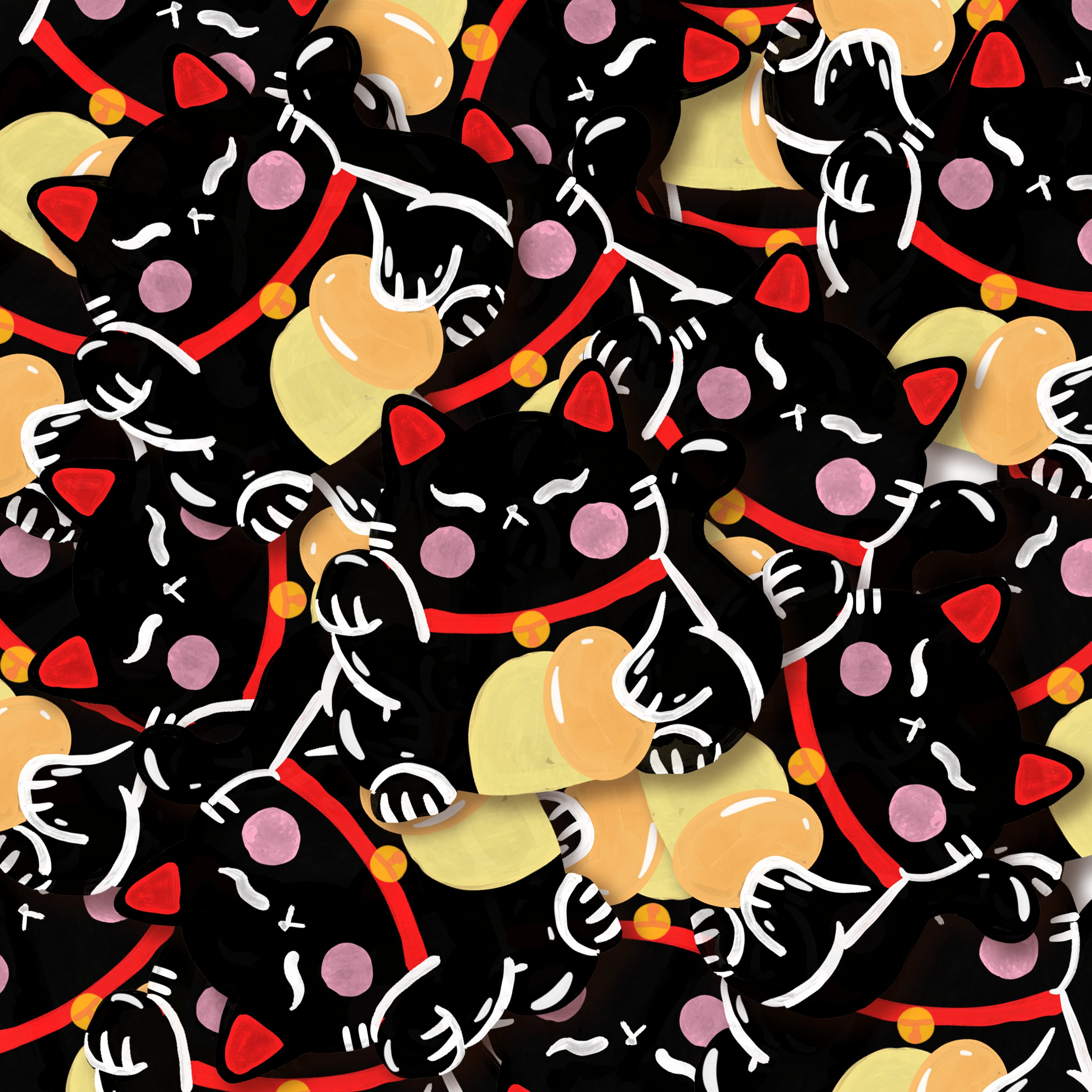 Black Lucky Cat Sticker