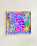 Starry Night & Pink Tiger Art Print