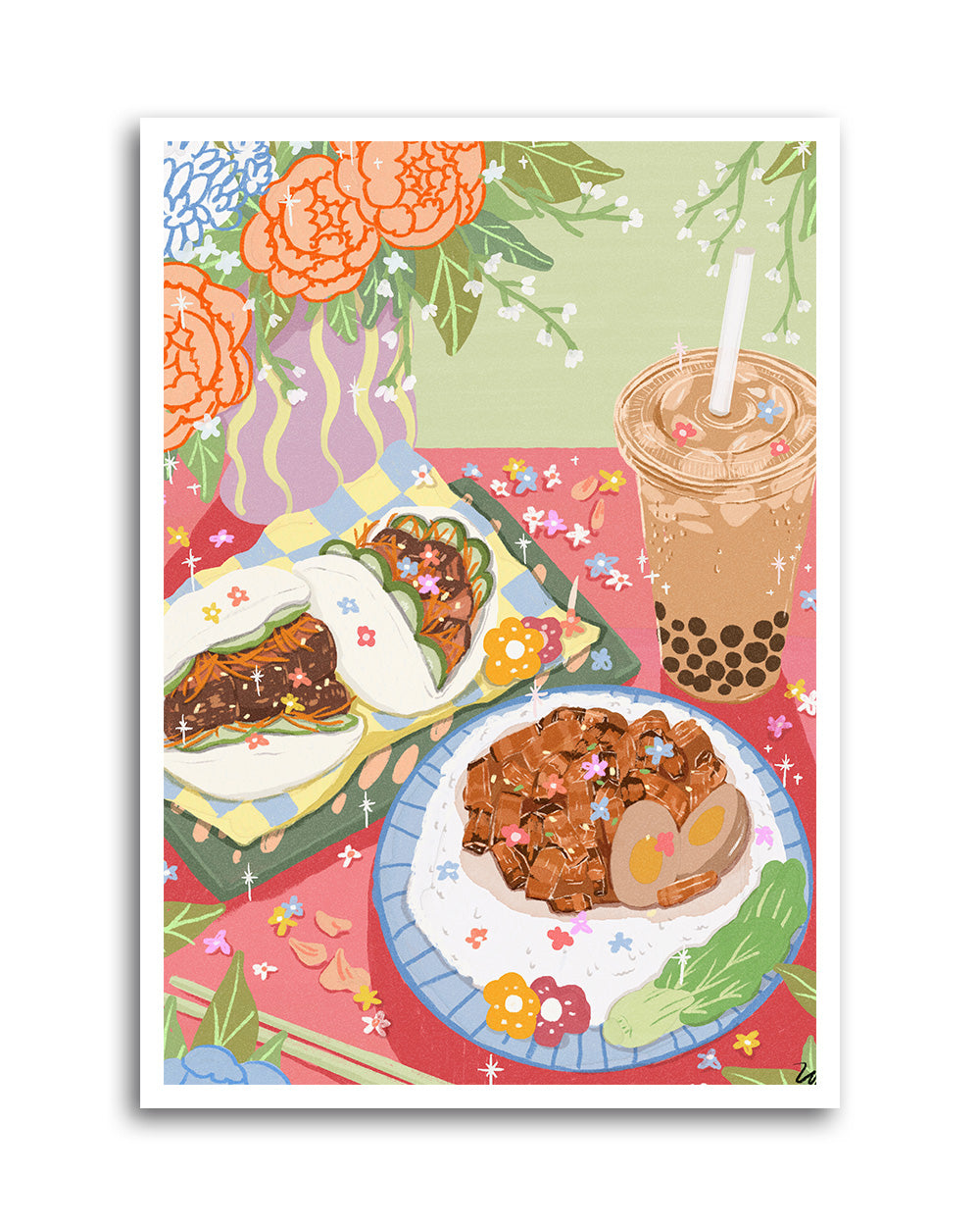 Bao, Braised minced pork rice and bubble tea