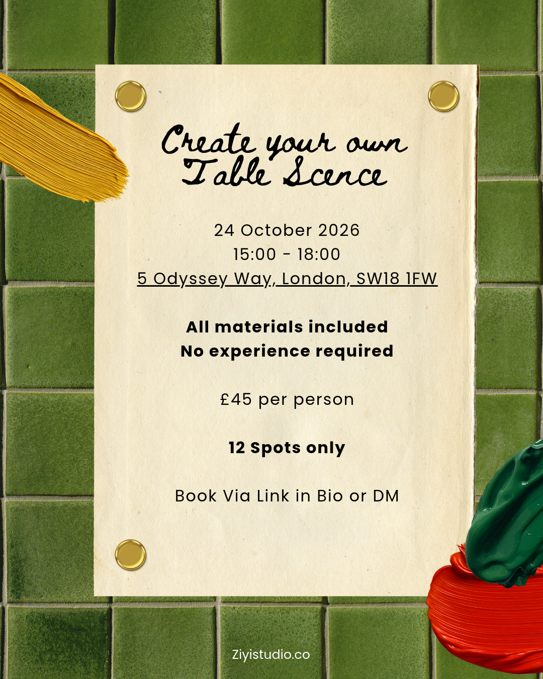 Create Your Own Table Scene - 3-Hour Gouache Painting Workshop (24/10/2026)