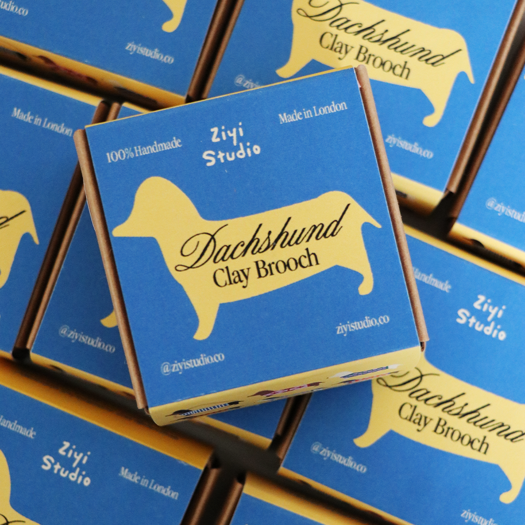 Handmade Dachshund Clay Brooch