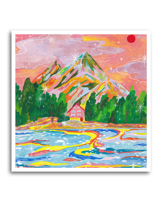 Dreamy Home – Hand-Drawn Fantasy Landscape Art Print