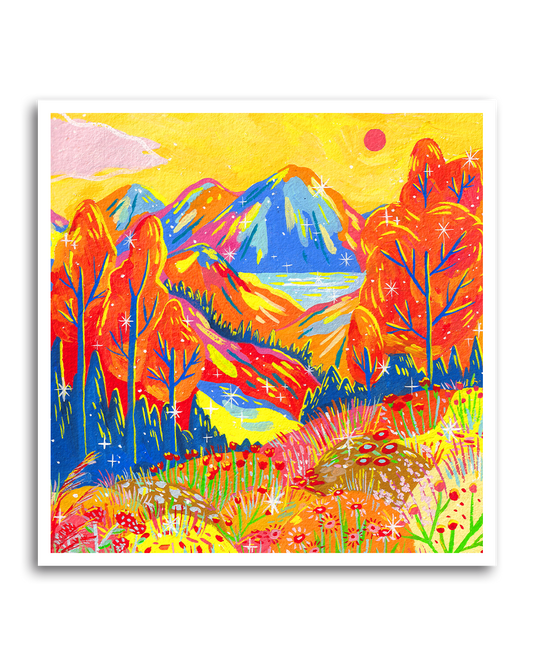 Golden Forest – Vibrant Landscape Art Print