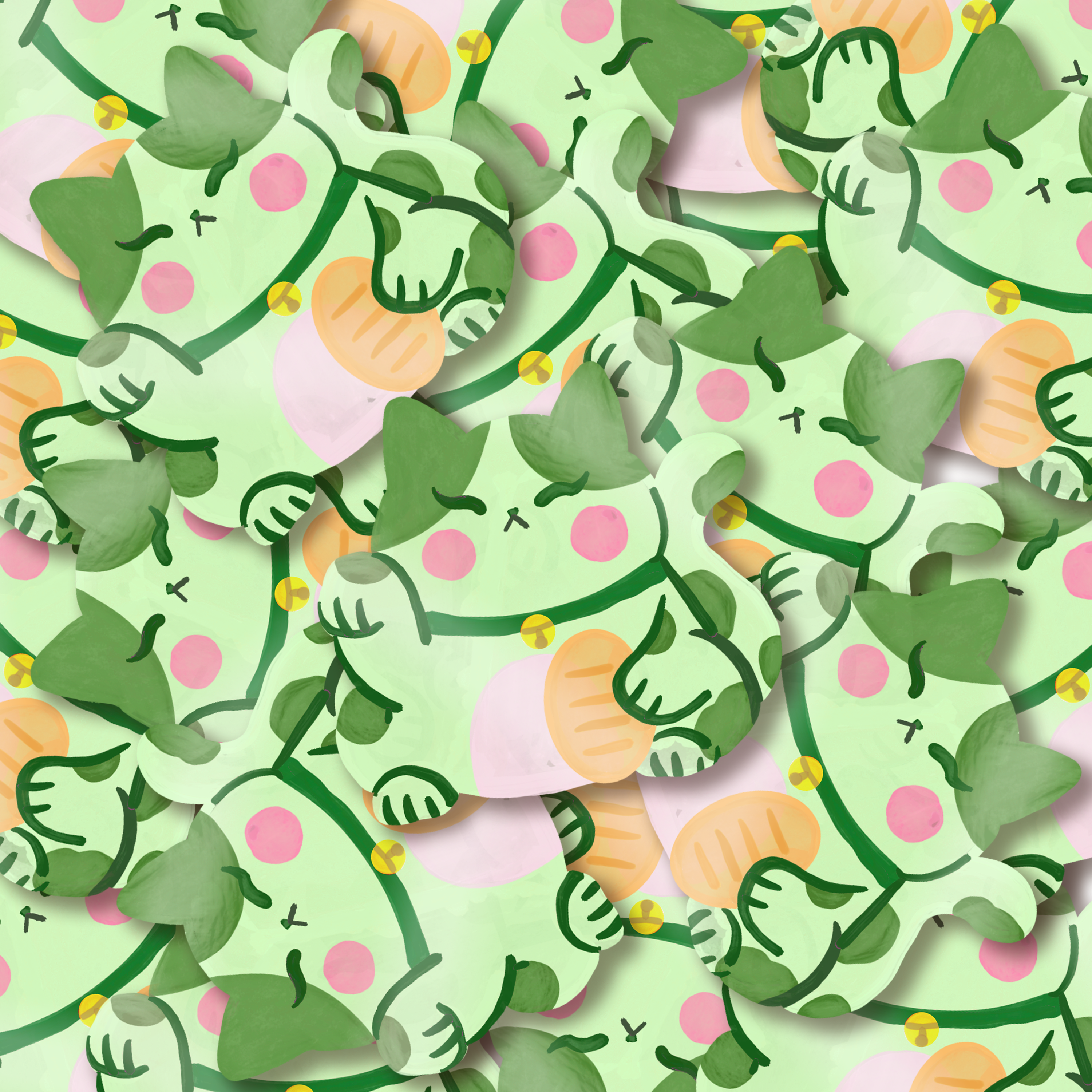 Green Lucky Cat (Maneki-neko) Sticker