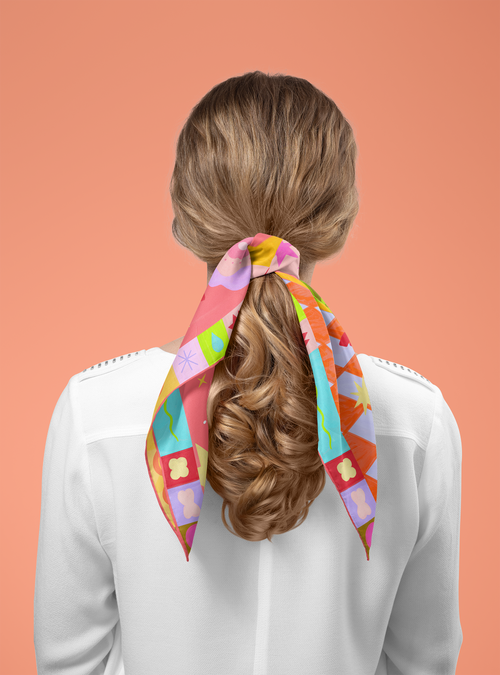 (Stellar Pink Horse: Original Hand-Drawn Illustrated Silk Scarf