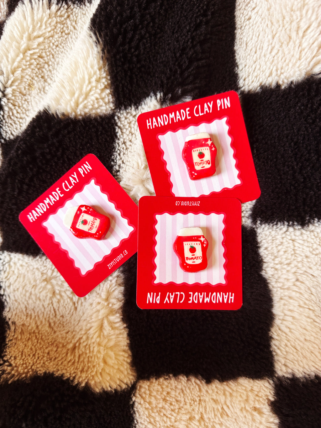 手作番茄醬別針 - 原創石土胸針