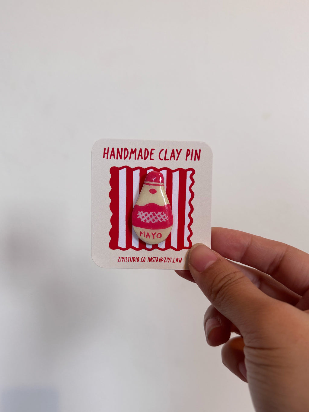 Handmade Mayo Pin - Original Stone Clay Brooch