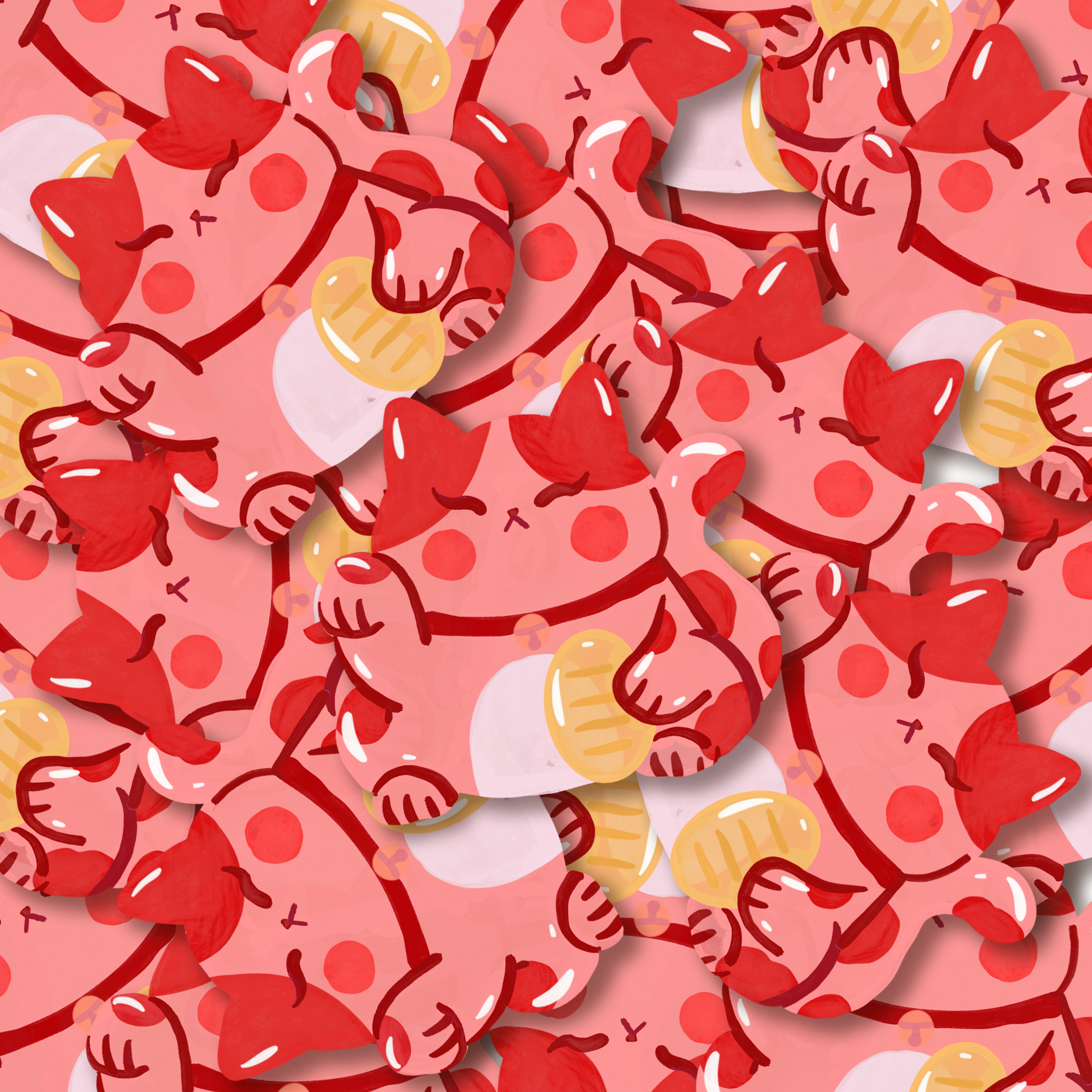 Red Lucky Cat (Maneki-neko) Sticker