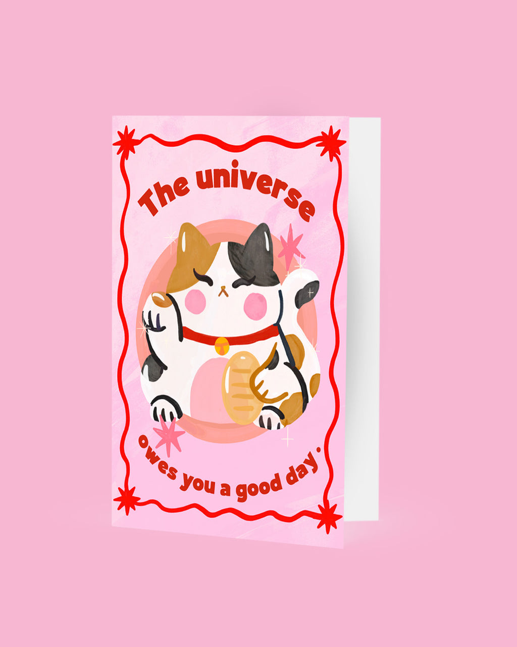 Tri-Color Lucky Cat Greeting Card