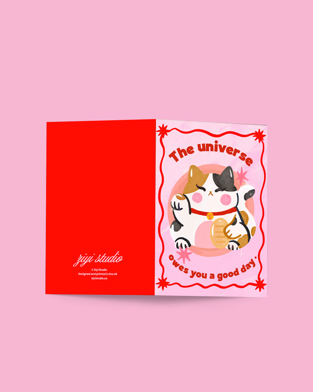 Tri-Color Lucky Cat Greeting Card