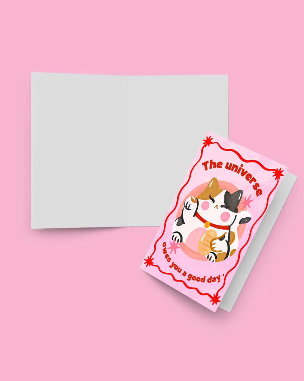 Tri-Color Lucky Cat Greeting Card