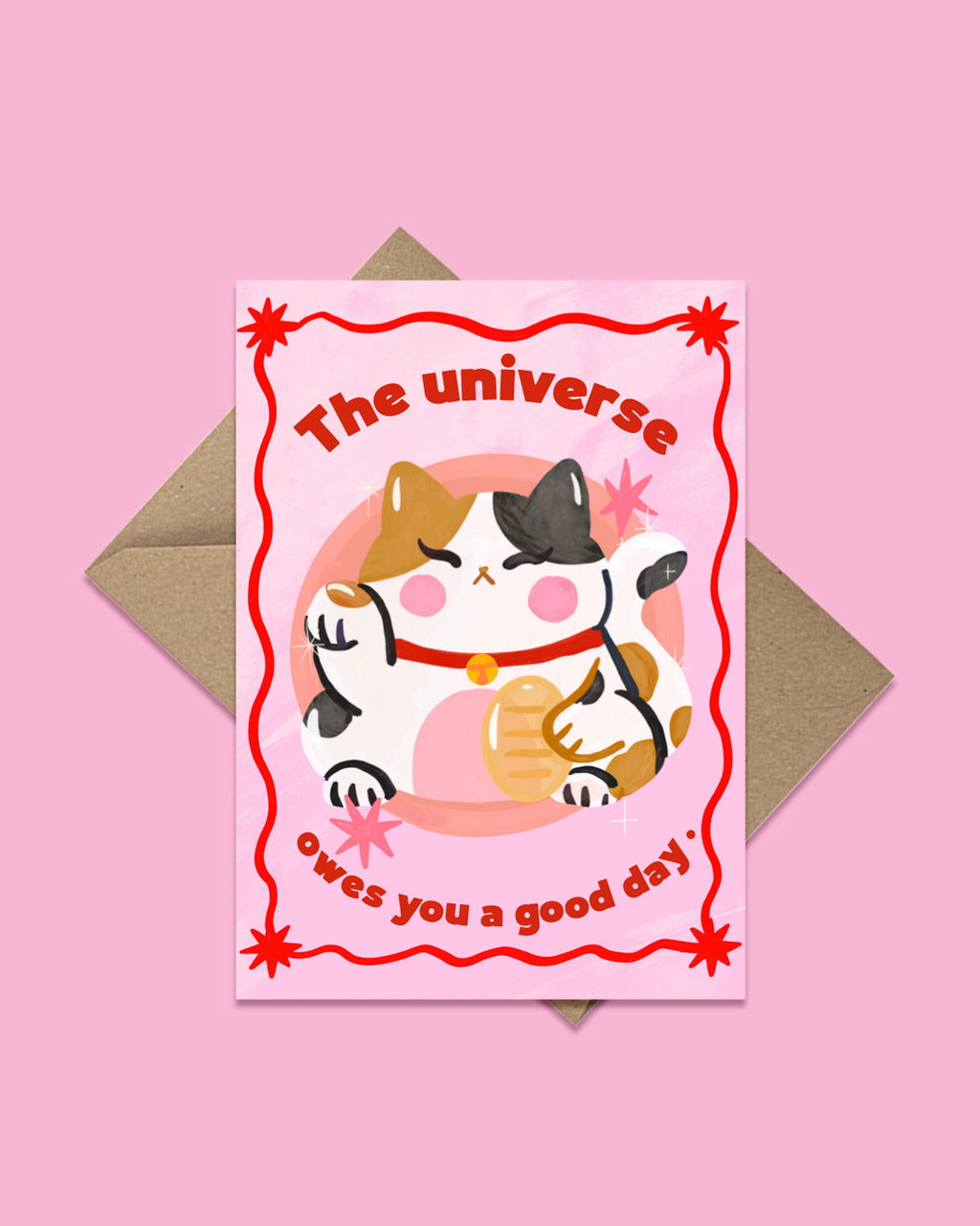 Tri-Color Lucky Cat Greeting Card