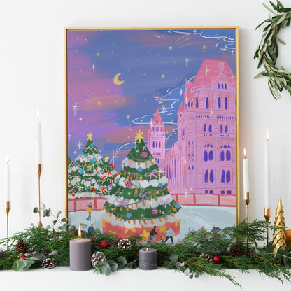 Christmas at the Natural History Museum – London Holiday Art Print