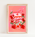 Retro-style art print titled “The Bad Bitch Juice,” featuring bold red and pink tones with sassy, confident vibes. Designed by Ziyi Studio for bold interior spaces.