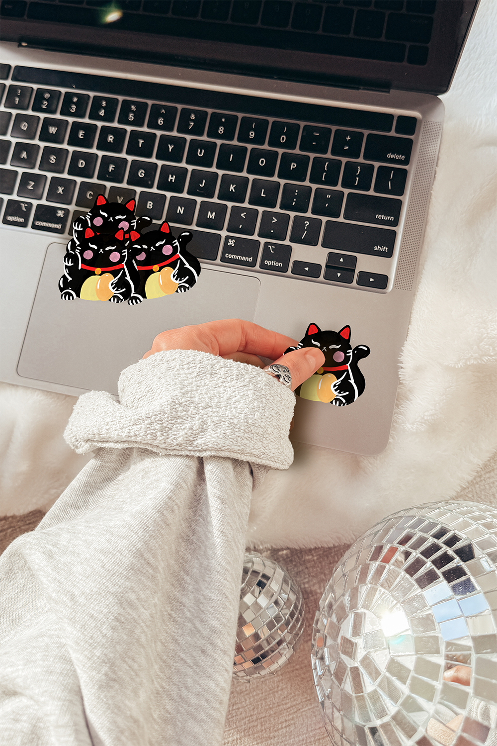 Black Lucky Cat Sticker