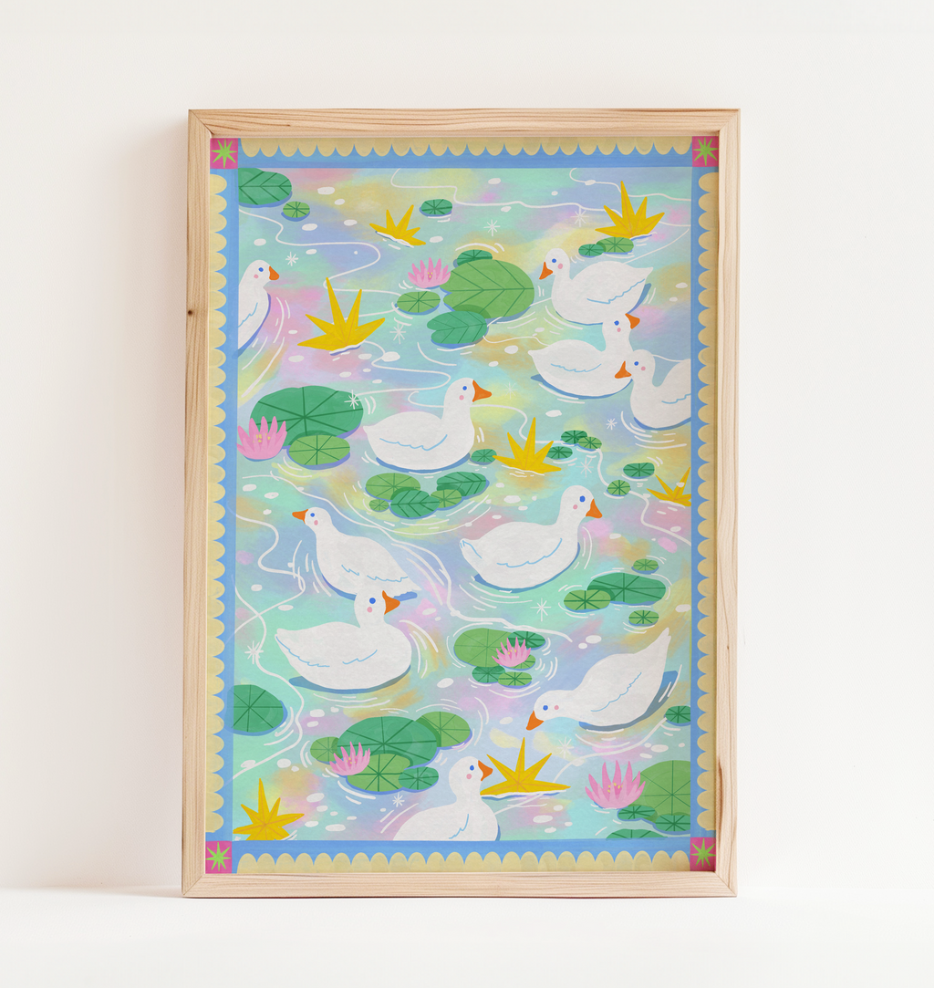 Ducks & Lily Pads Art Print