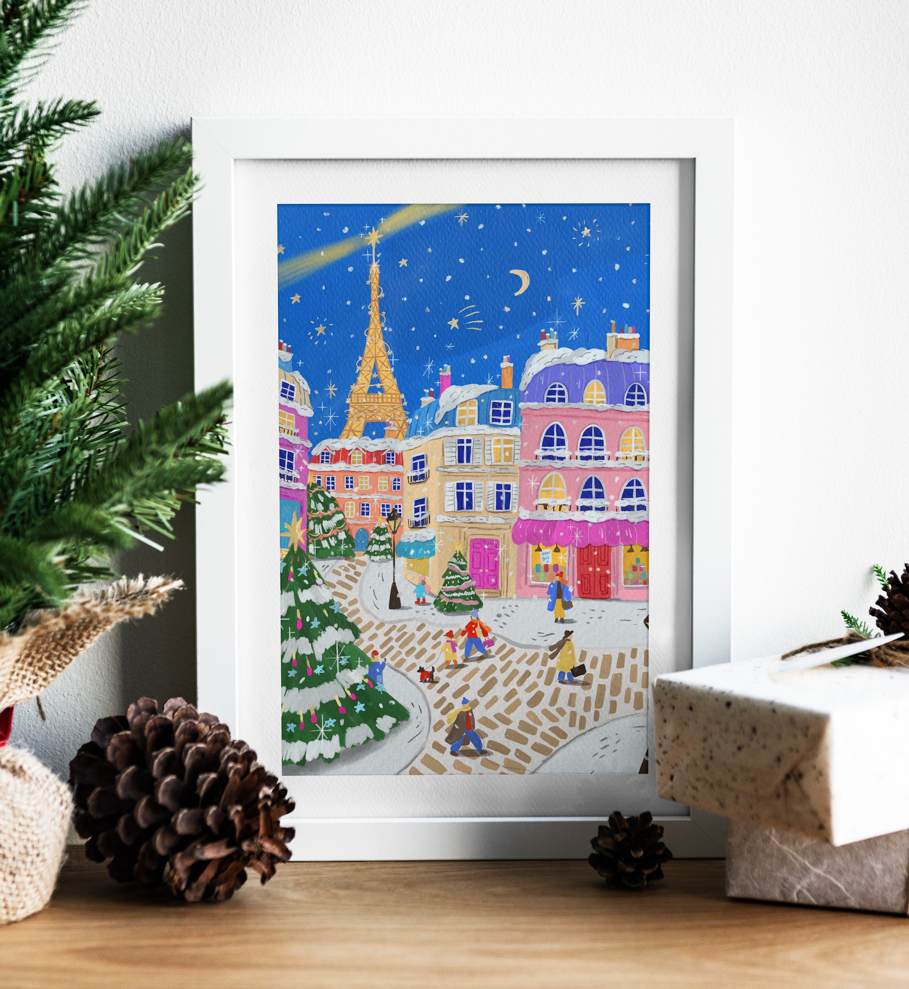 Christmas in Paris Art Print