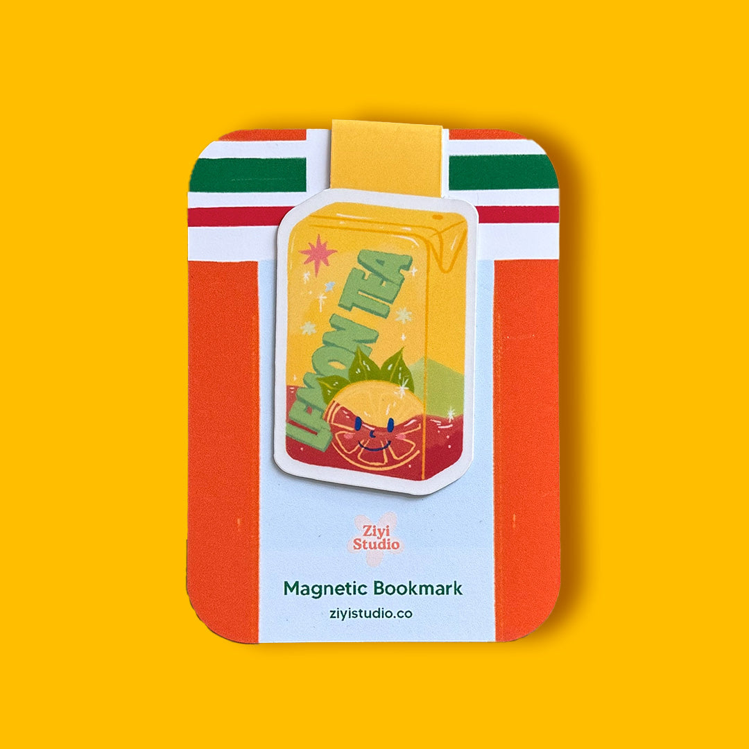Magnetic bookmark inspired by Hong Kong’s classic lemon tea box drink. Hand-illustrated design with a matte finish, perfect for book lovers and stationery collectors.