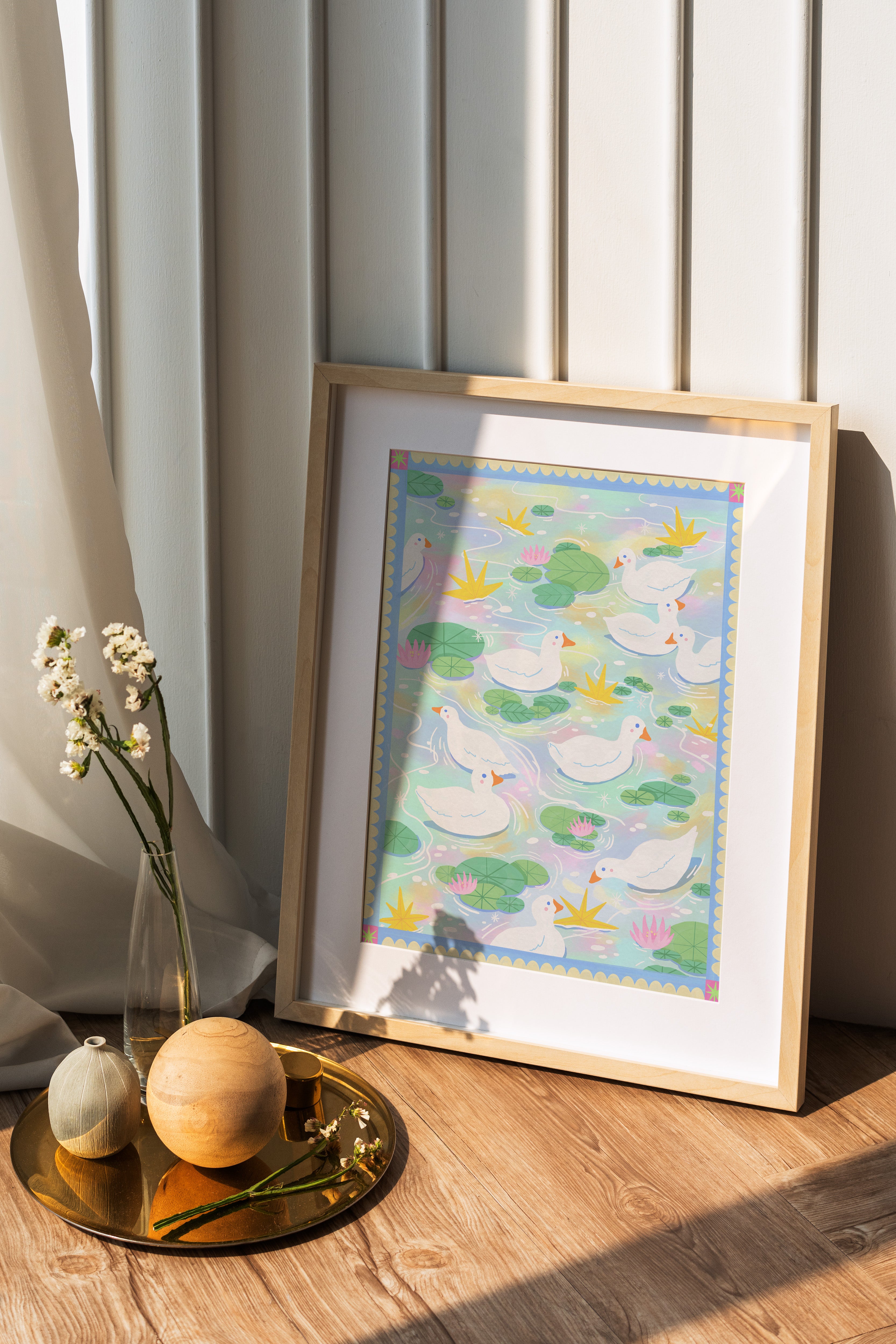 Ducks & Lily Pads Art Print