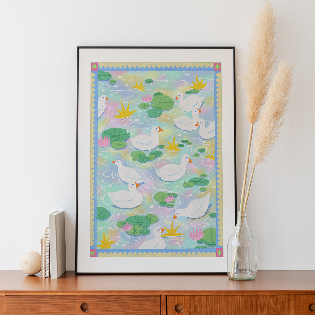 Ducks & Lily Pads Art Print