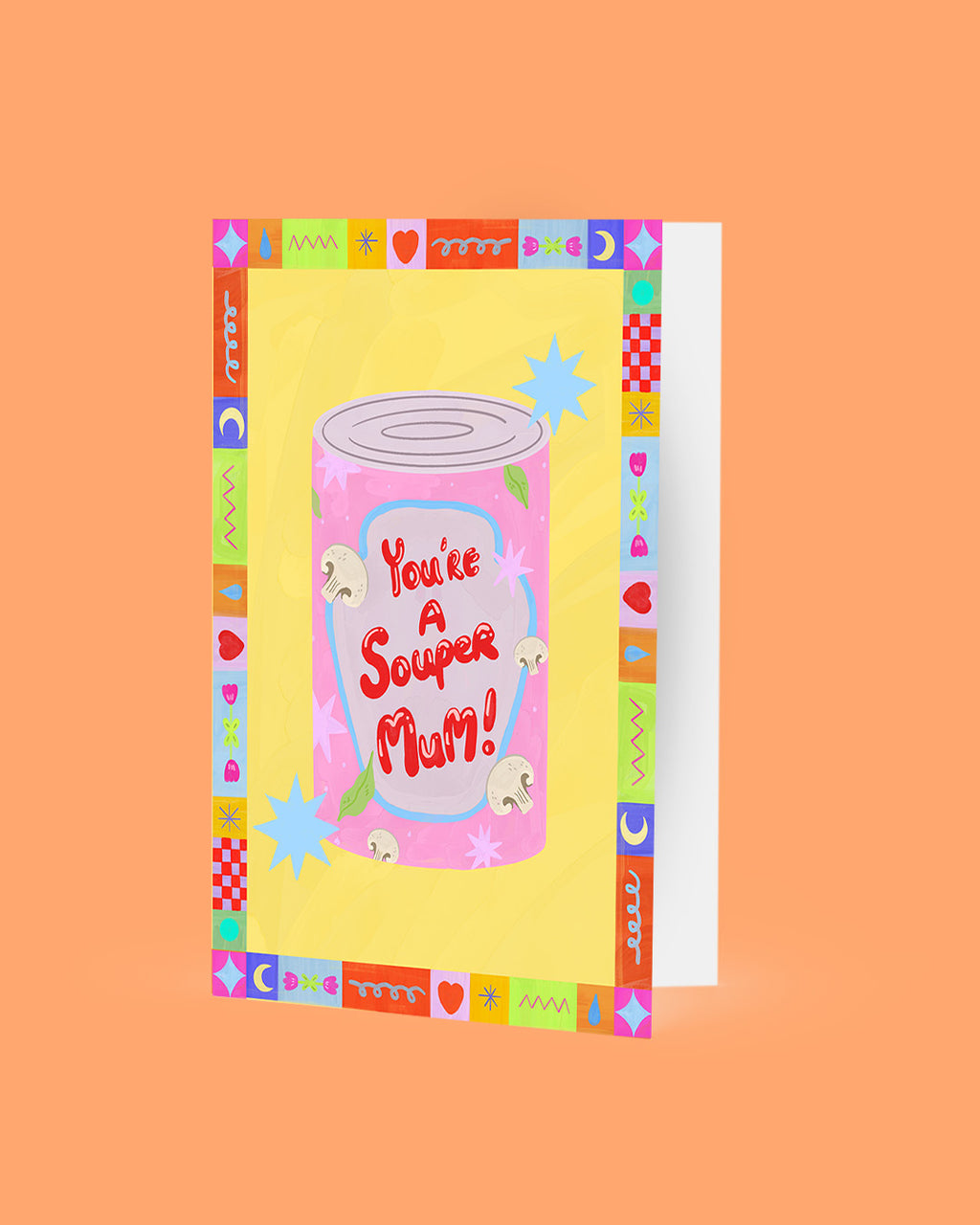Mother's Day card blank inside with Ziyi Studio branding, colourful geometric frame design