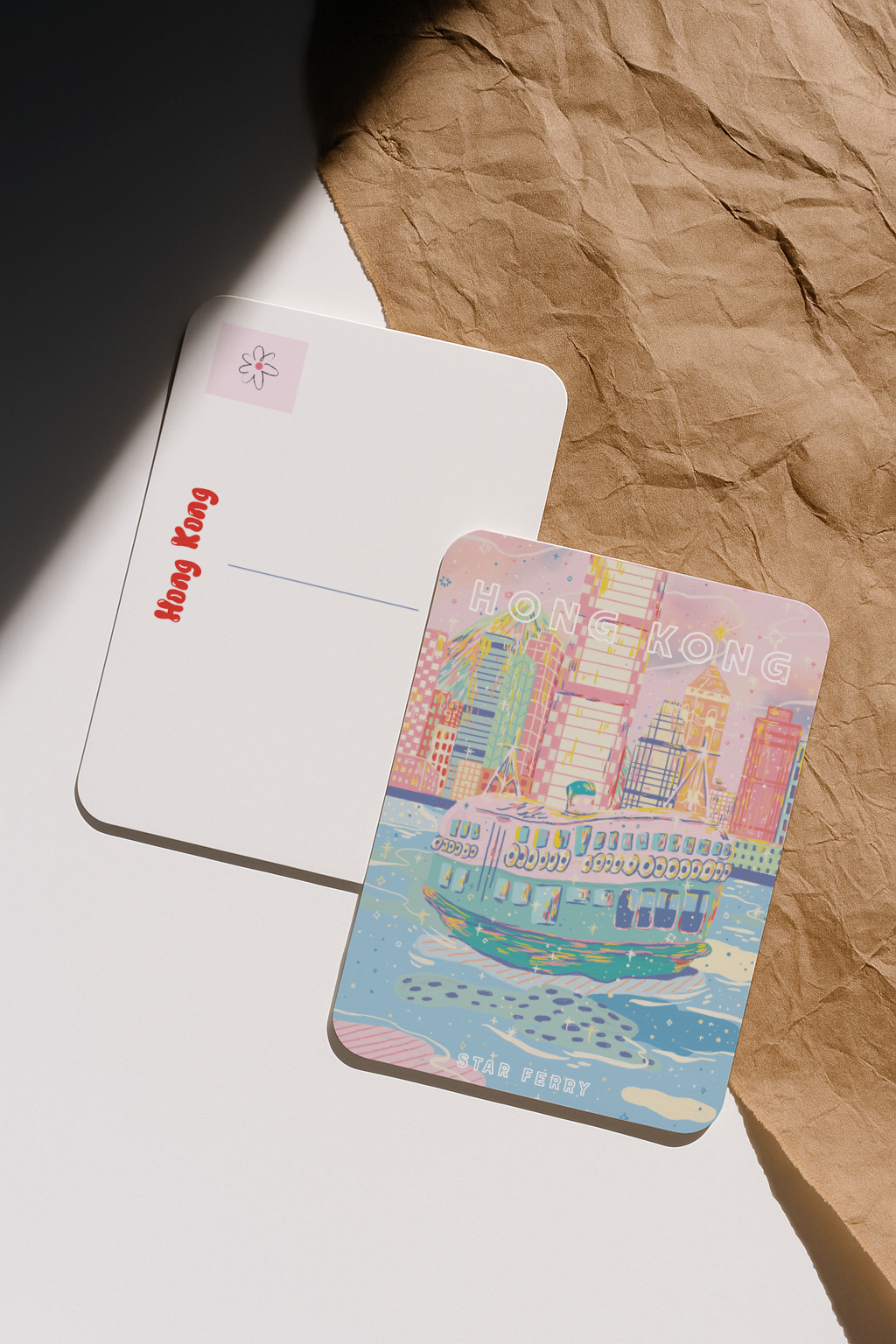 Back of Star Ferry Hong Kong postcard showing message and address area.