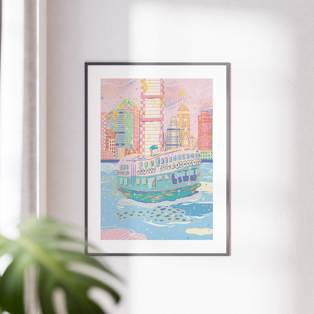 Star Ferry, Hong Kong - Dreamy Cityscape Art Print (Digital Download)