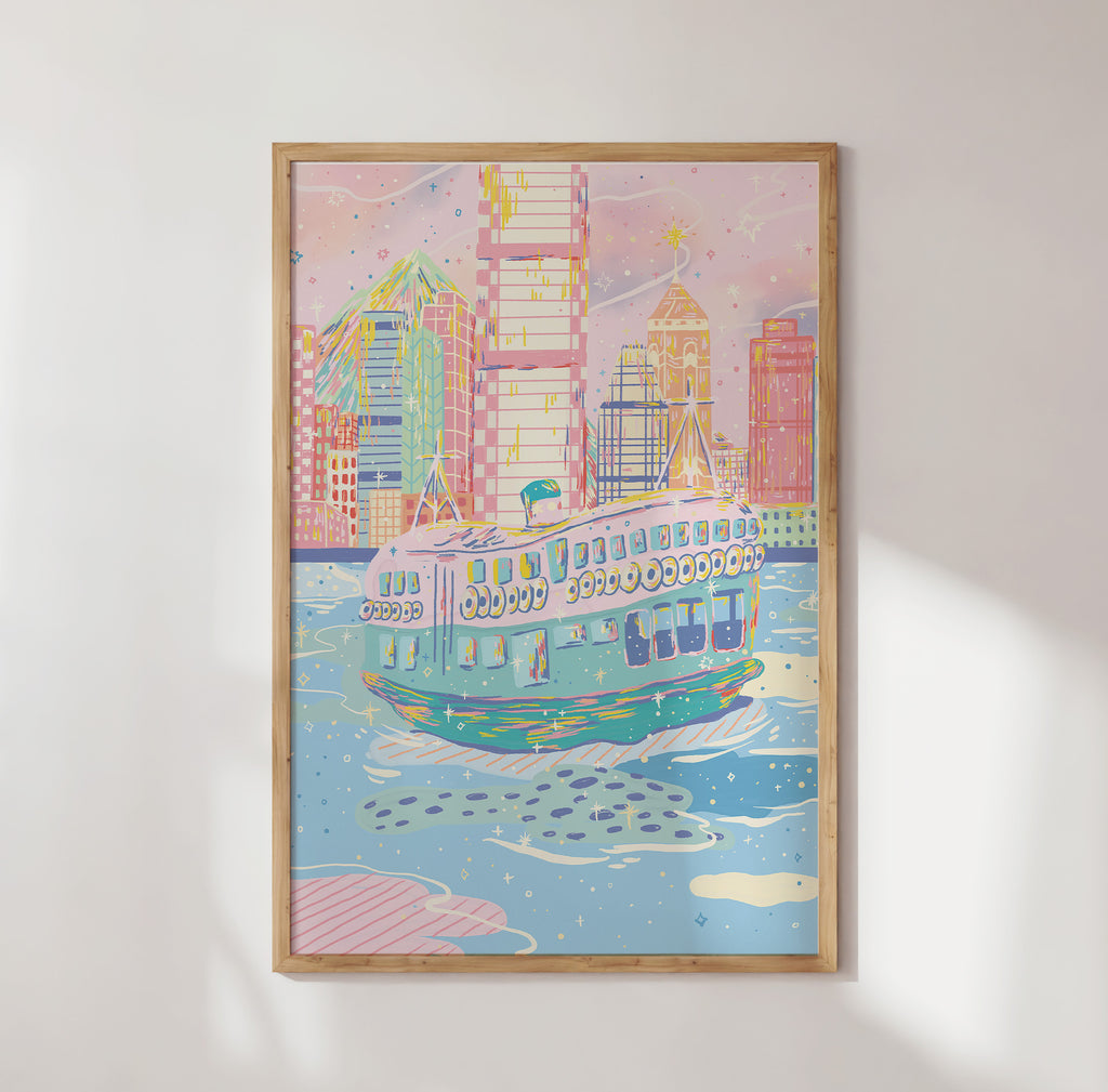 Star Ferry, Hong Kong - Dreamy Cityscape Art Print (Digital Download)