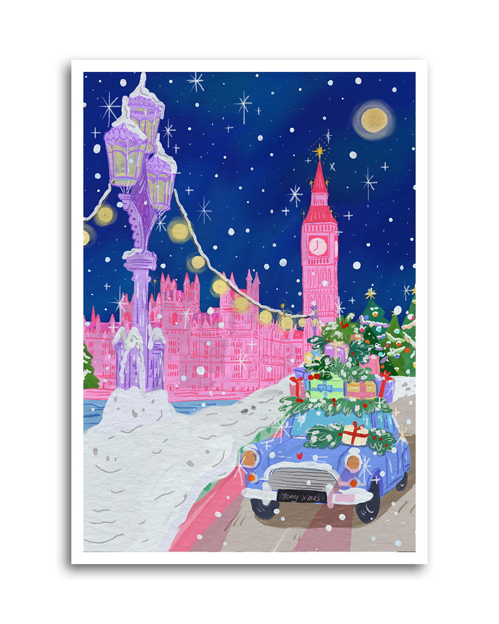 Xmas in London – Festive Cityscape Art Print